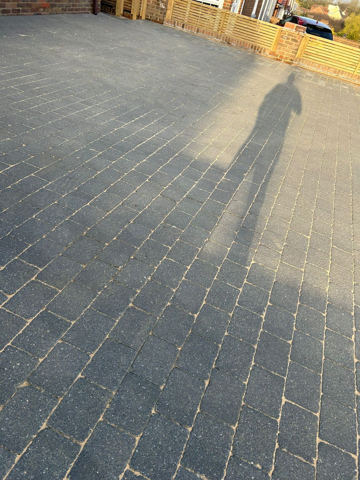 Clean block paving driveway after professional jet washing in Kent