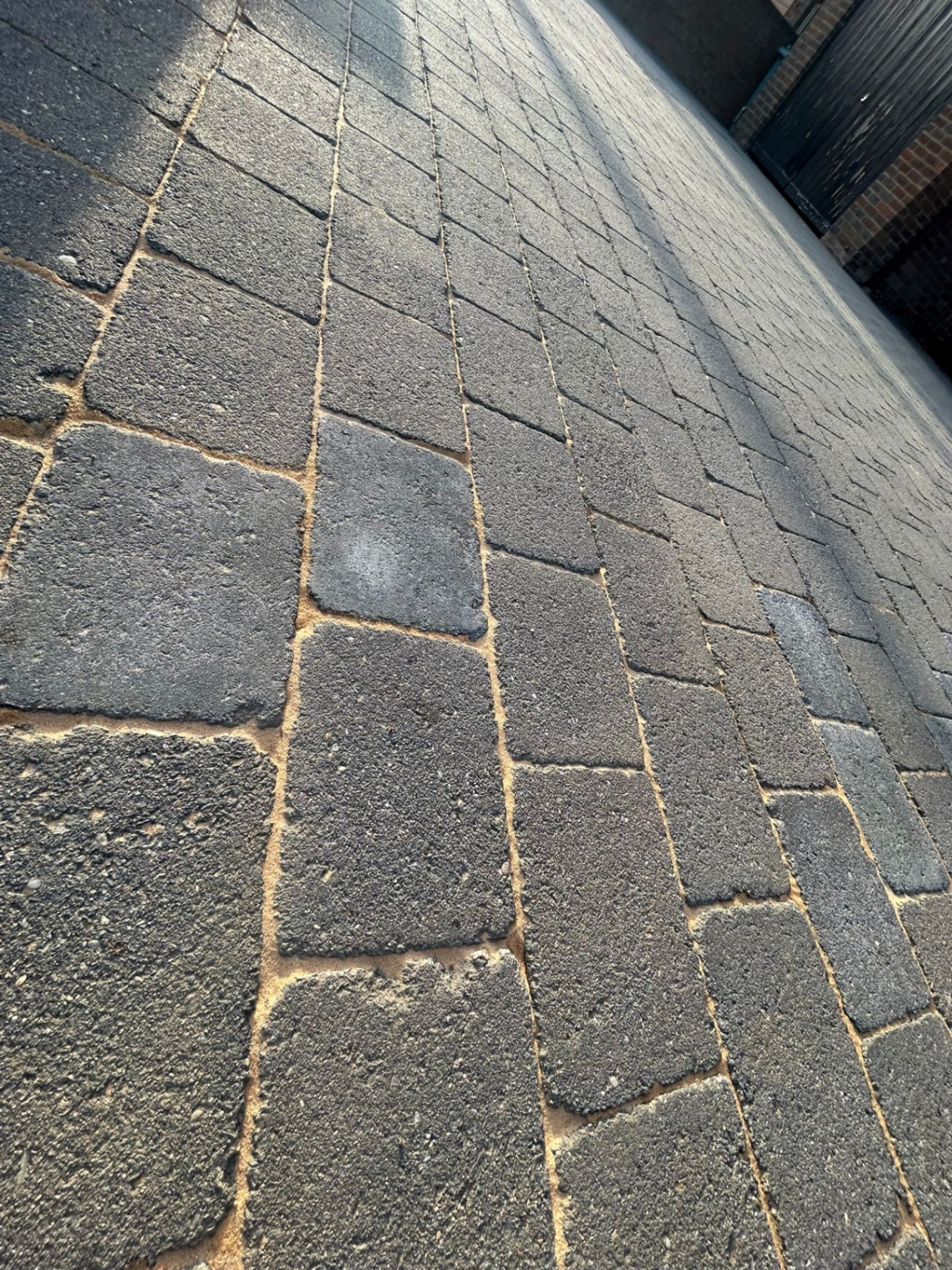 Close-up of professionally cleaned block paving driveway in Surrey