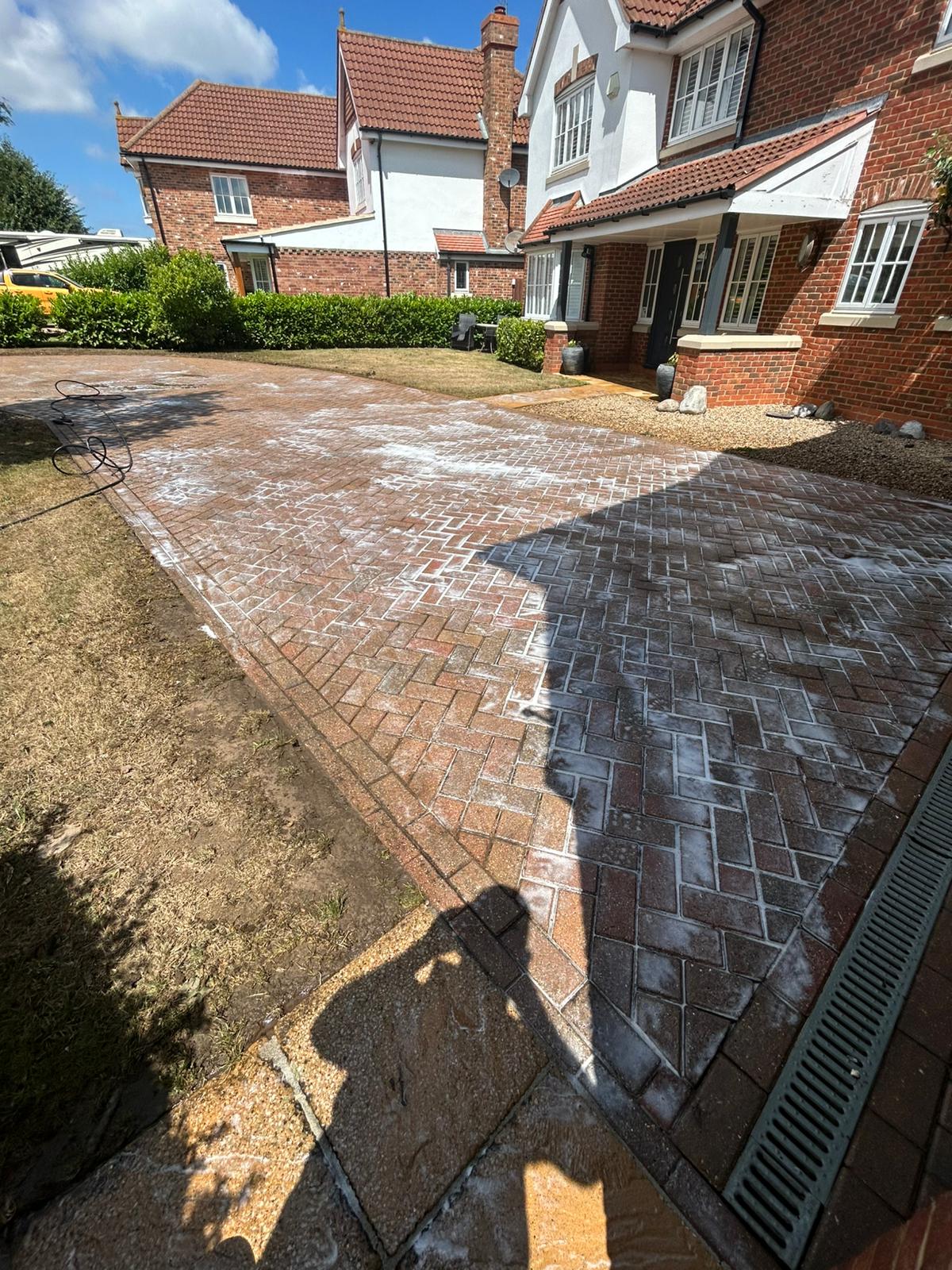 Block paving driveway restored by professional cleaning