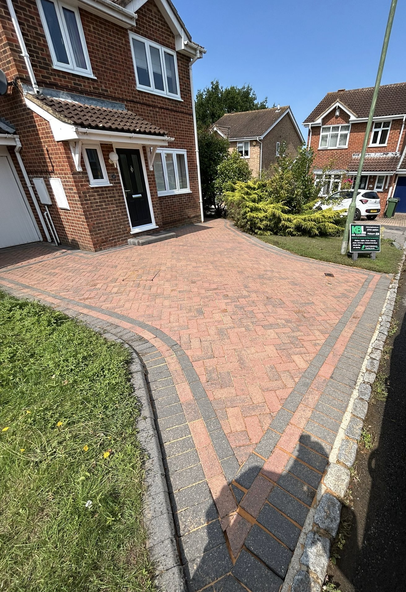 After - Block paving driveway professionally cleaned