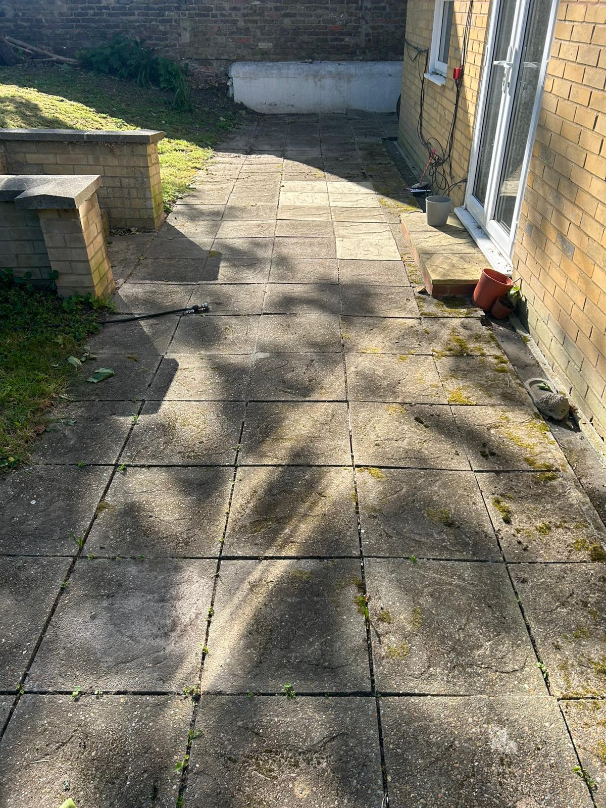Before - Patio with moss and algae staining